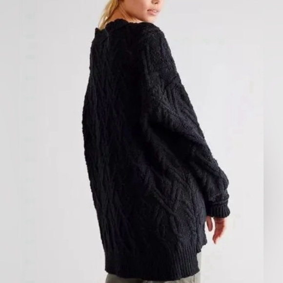 Free People Montana Cable Cardi Cardigan Varsity Button Down Sweater | Small - Picture 4 of 10